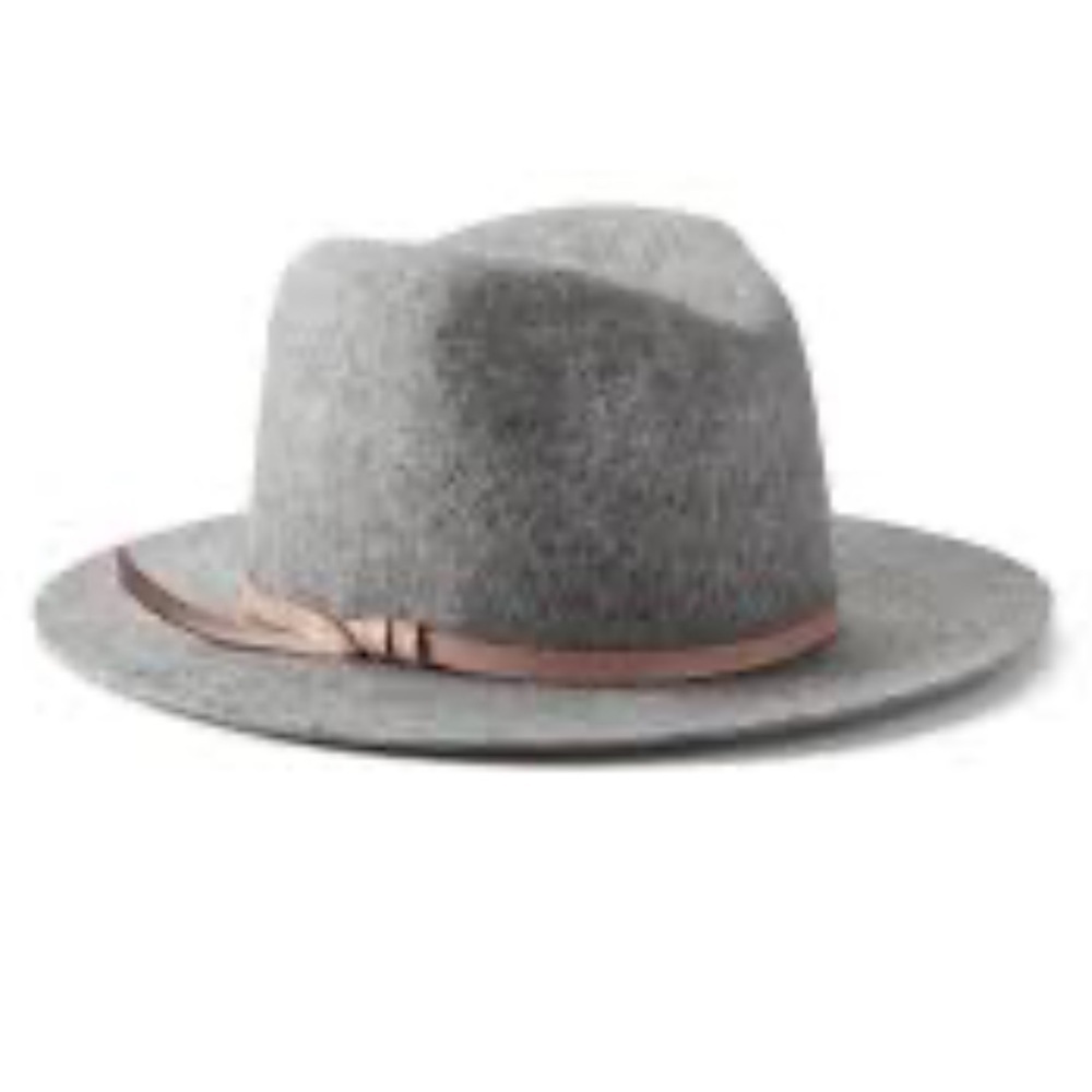 Banana Republic Gray Felt Fedora with leather trim